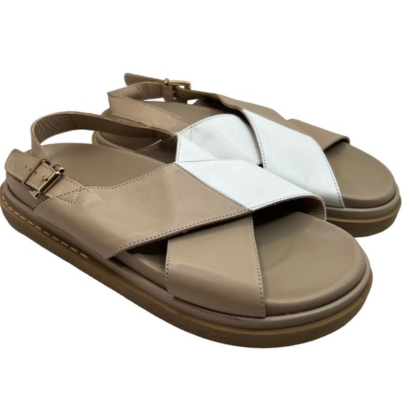 ALOHAS Marshmallow Bicolor Sandal In Stone Beige + Bright White Size 40 - Picture 3 of 11